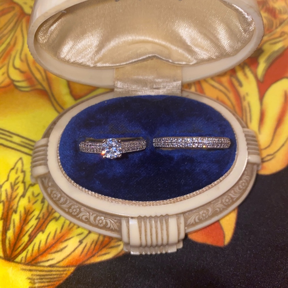 WHITE GOLD GP PAVE ENCRUSTED 1.5 DIAMOND DUAL RING